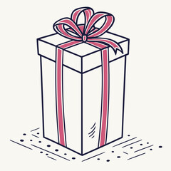 Hand drawn gift box with ribbon for celebration