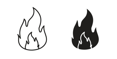 Fire icon simple vectors in black, suitable for projects