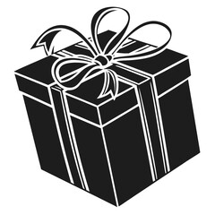Black and white gift box with ribbon design