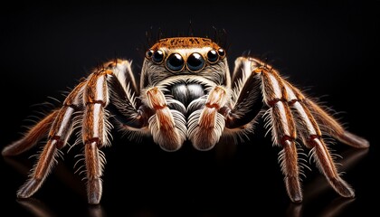 a close up of a spider on a black background