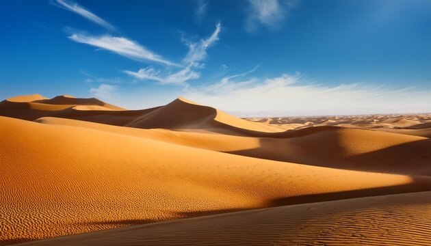 golden expanse sand dunes under azure sky a tranquil desert landscape