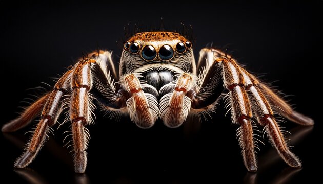 a close up of a spider on a black background - Powered by Adobe