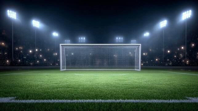 Intense night soccer action at stadium football match highlights under bright lights sport environment cinematic view