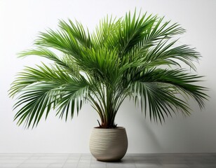 Obraz premium potted palm tree on white background a touch of tropical greenery for your space