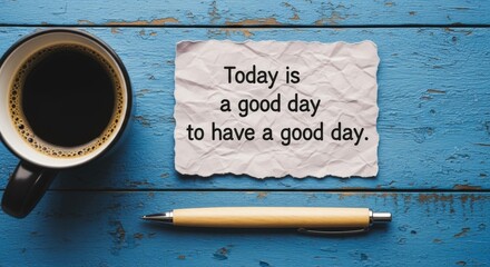 Inspiration motivation quotation Today is a good day to have a good day and coffee cap, artistic decoration
