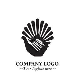 Minimalist Black Hand Logo Symbol on White Background in Clean Modern Silhouette Style