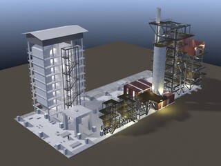 3D illustration of industrial project