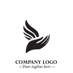 Minimalist Black Hand Logo Symbol on White Background in Clean Modern Silhouette Style