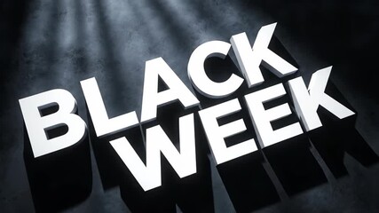Dramatic black week promotion with spotlight shining on the text, creating a sense of urgency and excitement for shoppers black friday sale