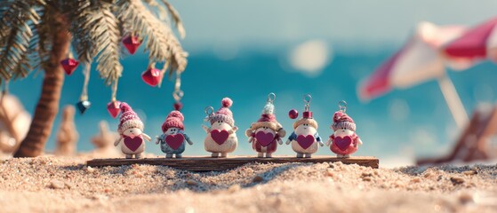 Lovelocks on the beach celebrate new year joyfully