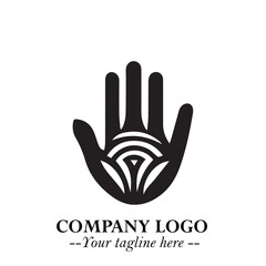 Minimalist Black Hand Logo Symbol on White Background in Clean Modern Silhouette Style
