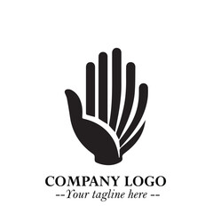 Minimalist Black Hand Logo Symbol on White Background in Clean Modern Silhouette Style