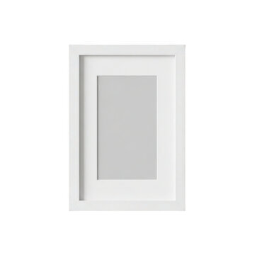 A simple clean white picture frame with a grey inset isolated on transparent background
