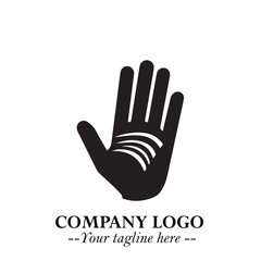 Minimalist Black Hand Logo Symbol on White Background in Clean Modern Silhouette Style