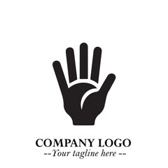 Minimalist Black Hand Logo Symbol on White Background in Clean Modern Silhouette Style