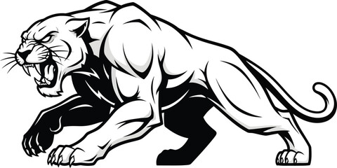 Obraz premium Black panther vector illustration angry panther mascot animal design eps silhouette