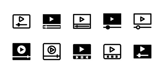 Media Player Icon Set Line and Solid style for Video Playback