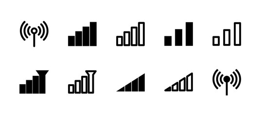 Signal Icon Set Line and Solid style for Network Status