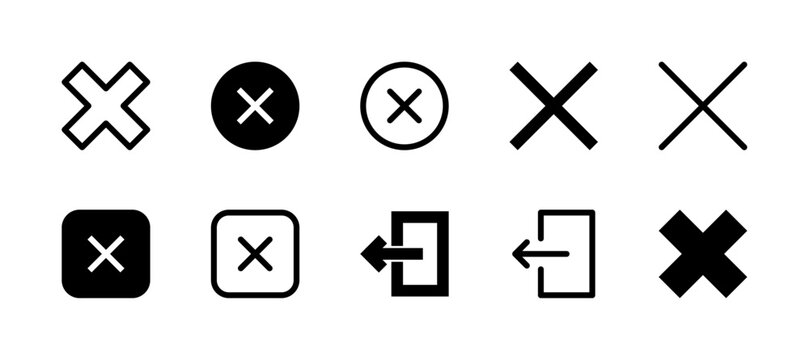 Close Icon Set Line and Solid style for Exit and Dismiss