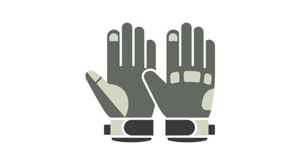 Pair of gray tactical gloves with white accents and wrist straps.