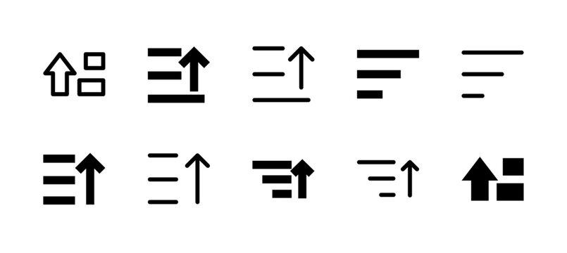 Sort Ascending Icon Set Line and Solid style for Data Ordering