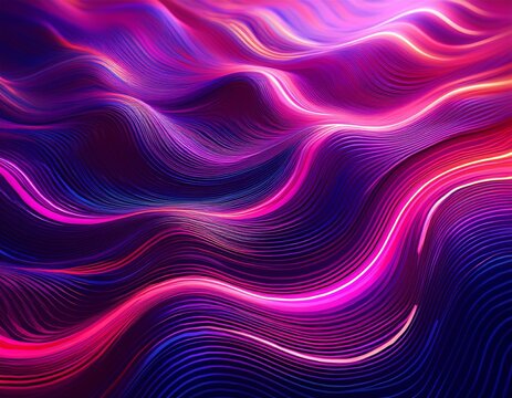 vibrant neon flowing lines with grainy texture in purple and pink