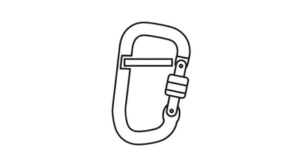 Simple Outline Drawing of a Metal Carabiner Clip.