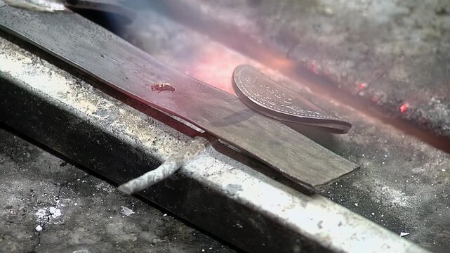Artisan Working on Metal Medallion for Mate Gourd Decoration, Close Up - 4K