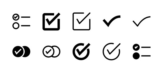 Check Box Icon Set Line and Solid style for Multiple Selection