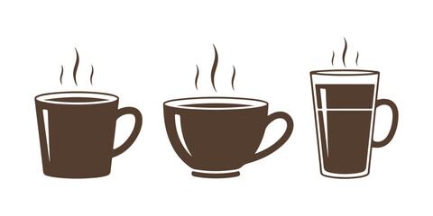 Obraz premium Hot Drink Concept line art stock illustration featuring Coffee, Tea, and Mocha Mug Icon