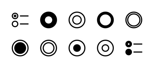 Radio Button Icon Set Line and Solid style for Single Selection