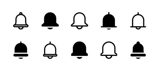 Bell Icon Set Line and Solid style for Notification Alert