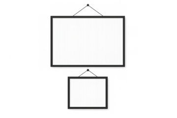 Two empty black frames ready for content. White inner area providing a clean canvas for art or promotional messaging