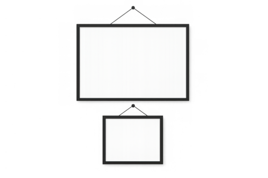 Two empty black frames ready for content. White inner area providing a clean canvas for art or promotional messaging
