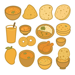 Hand draw Indian food icons collection