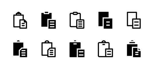 Paste Icon Set Line and Solid style for Content Insertion