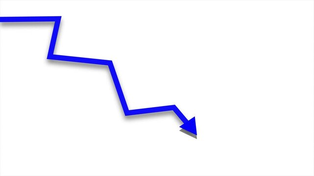 declining arrow animation, downward trend effect, falling market graph, business loss indicator, financial chart motion