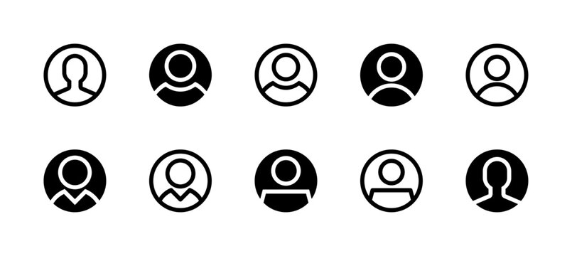 Profile Icon Set Line and Solid style for User Account