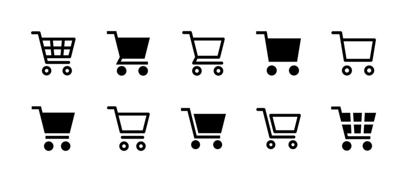 Shopping Cart Icon Set Line and Solid style for Ecommerce Purchase
