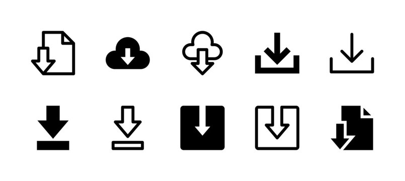 10 Download Icon Set Line and Solid style for Data Transfer