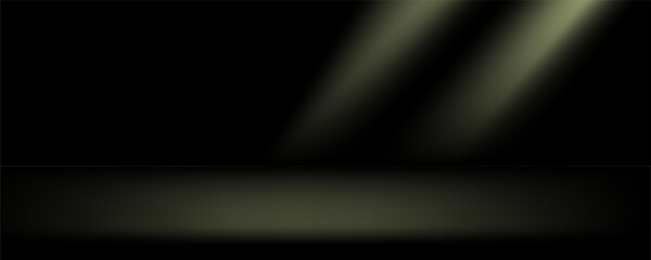 Dark abstract background studio interior room with light and shadow. Minimal luxury product stage platform mock up. 3d render of empty space showroom for business and technology brand placement.