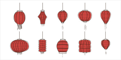 Fototapeta premium Hand Drawn Lampion Lunar New Year