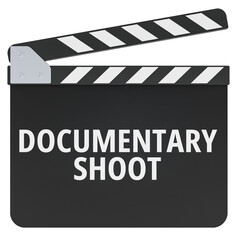 Documentary Shoot, clapperboard. 3D rendering