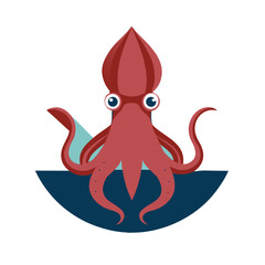 flat squid vector illustration modern flat style