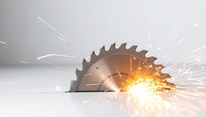 Circular Saw Blade Cutting Sparks Flying Professional Metal Work and Manufacturing Tool for Construction and Industrial.