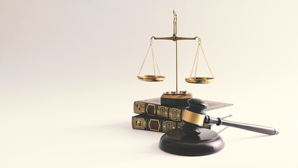 Justice concept on wooden background