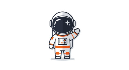 Cartoon Astronaut Waving with Space Suit and Helmet.