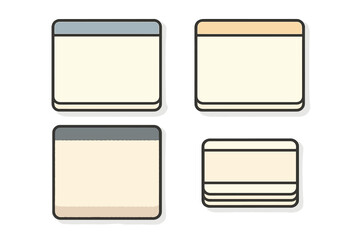 Four blank sticky notes or memo pads with soft rounded corners