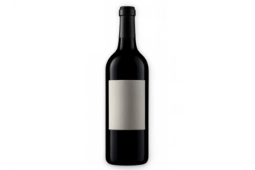 Red wine bottle with blank label, ready for branding, mockup template for beverage product on transparent background