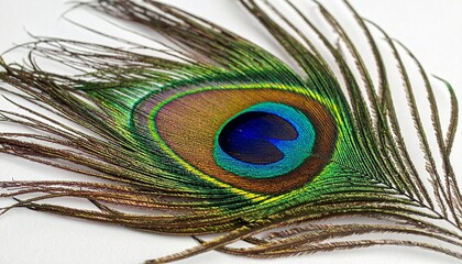Peacock Feather Detail with Vibrant Colors for Arts Crafts and Design Concepts.